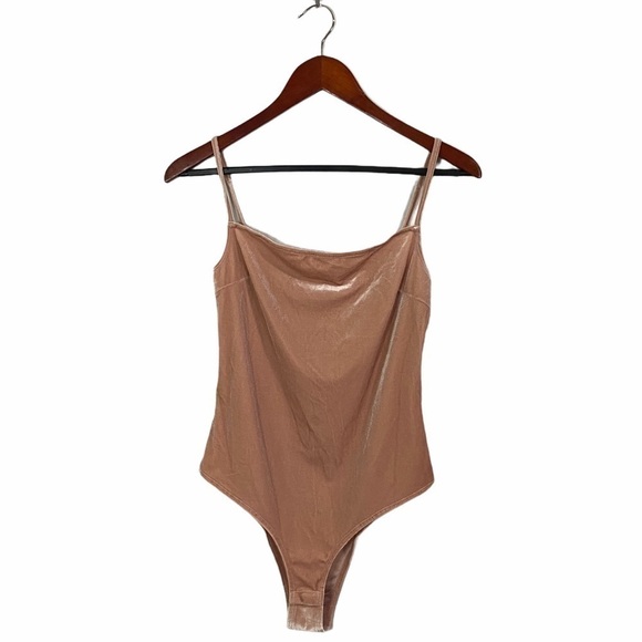 Makers of Dreams Blush Crushed Velvet Bodysuit - Picture 1 of 7